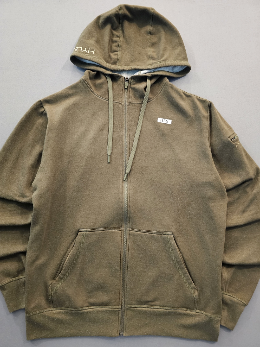 HYLETE Men’s Training Full Zip Hoodie - Olive Green/Brown - Size L